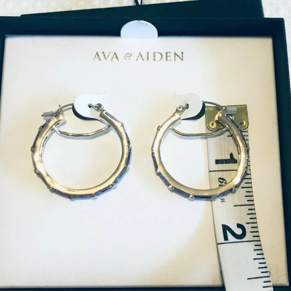 Ava & Aiden Gold Purple Round Loop Shape Earrings - Picture 5 of 7